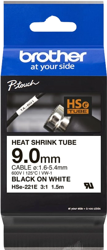 Brother HSE-221E nastro per etichettatrice Nero su bianco