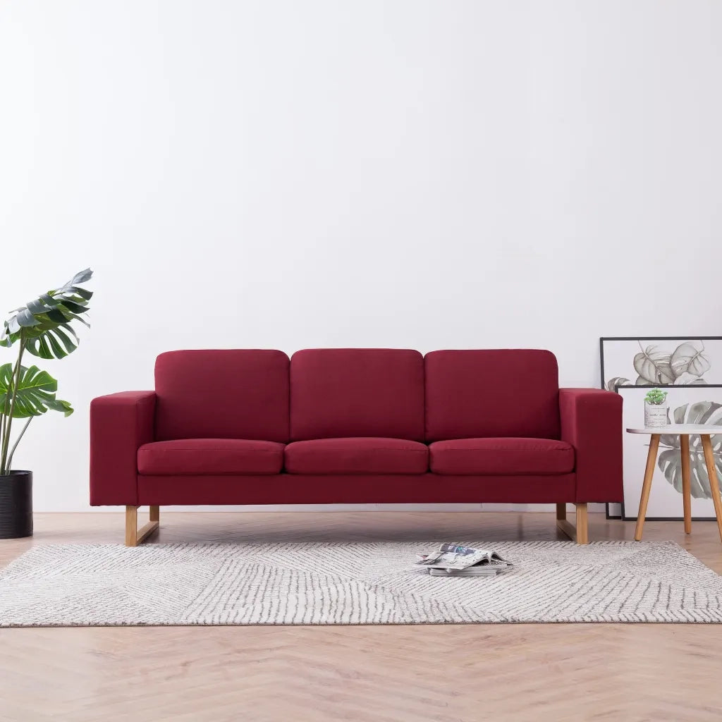 Divano a 3 Posti in Tessuto Rosso Vino cod mxl 21477