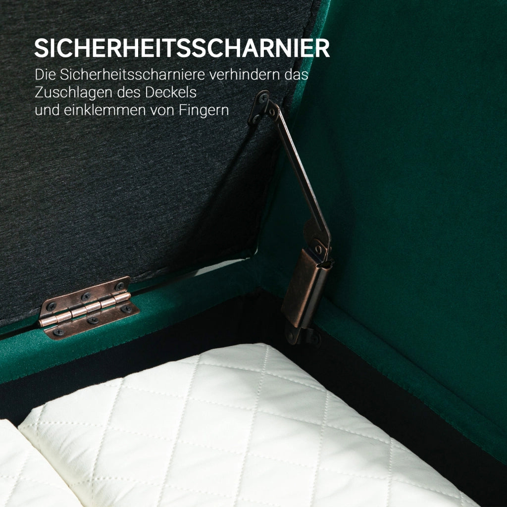 Divano 2 posti con braccioli e contenitore ¨C zephmum ¨C velluto verde, 107x42x65 cm