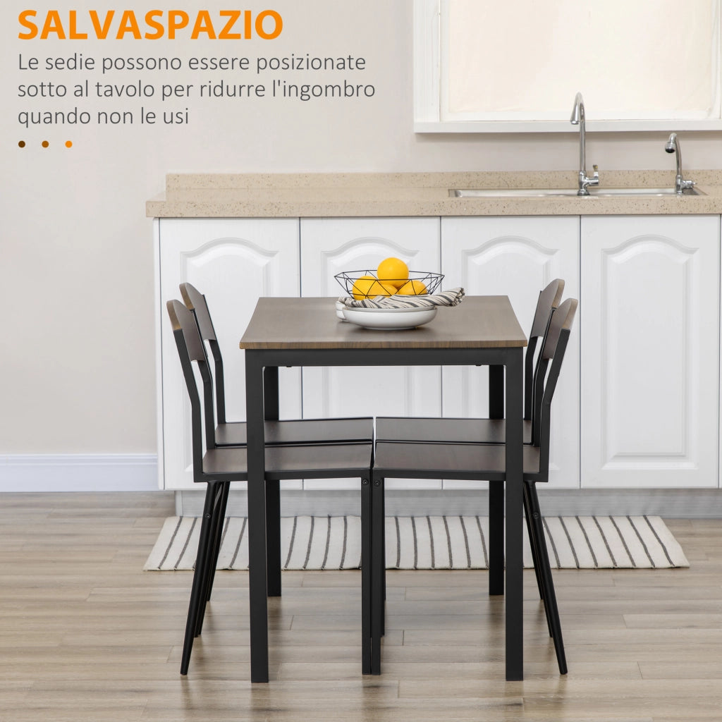 Set da Pranzo 5 Pezzi con Tavolo Rettangolare e Sedie ¨C Minimal ¨C Acciaio MDF 100x63x76.5 cm
