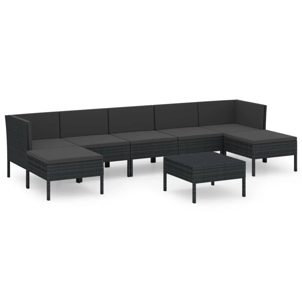 Set Divani da Giardino 8 pz con Cuscini in Polyrattan Nero cod mxl 38463