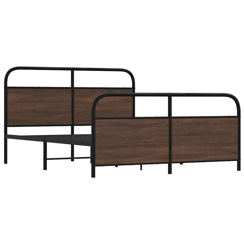 Giroletto senza Materasso in Metallo-Struttura Letto Rovere Marrone 150x200 cm 286033