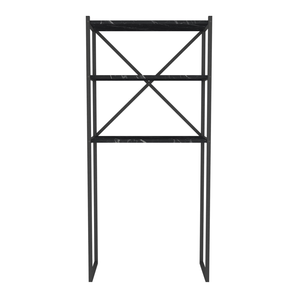 Sovrastruttura per Lavatrice Askersund Scaffale da Bagno con 3 Ripiani - Effetto Marmo Nero [en.casa]