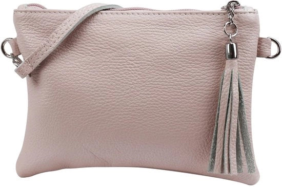 Borsa a tracolla in pelle reale, clutch, piccola borsa, borsa da sera 22x15cm Anny G248 (Nude)