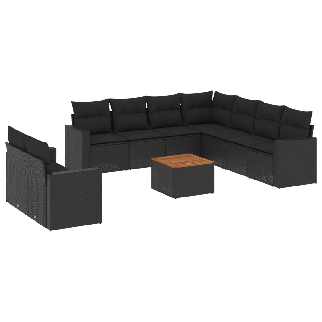 Set Divani da Giardino 10pz con Cuscini in Polyrattan Nerocod mxl 114504