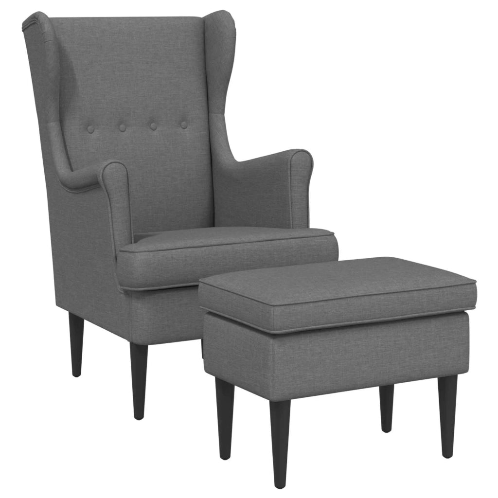 Poltrona con Ottomano 2 pz Grigio Scuro Tessuto 3418832