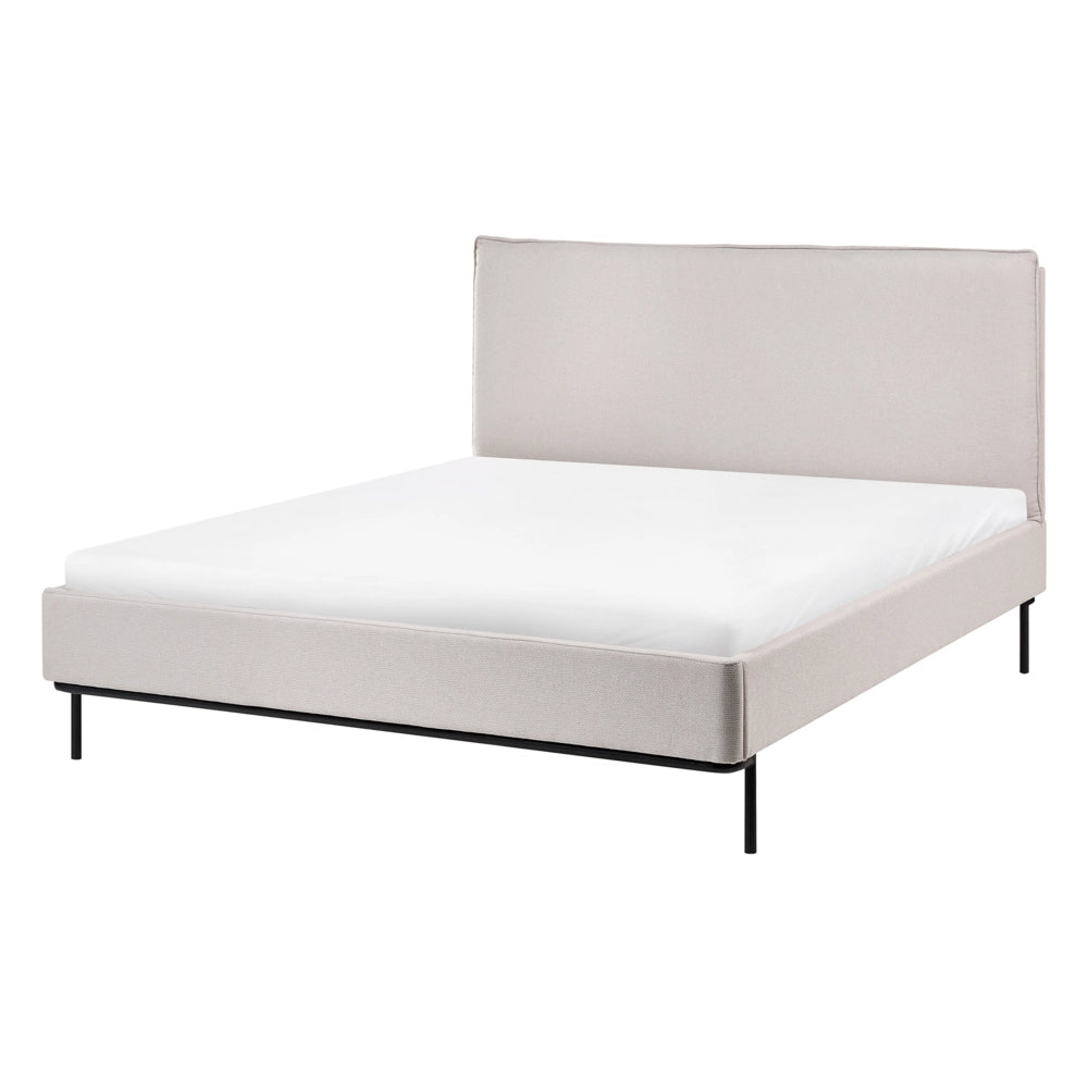 Letto a doghe Beige Poliestere Tessuto Imbottito 140 x 200 cm EU Matrimoniale Design Moderno