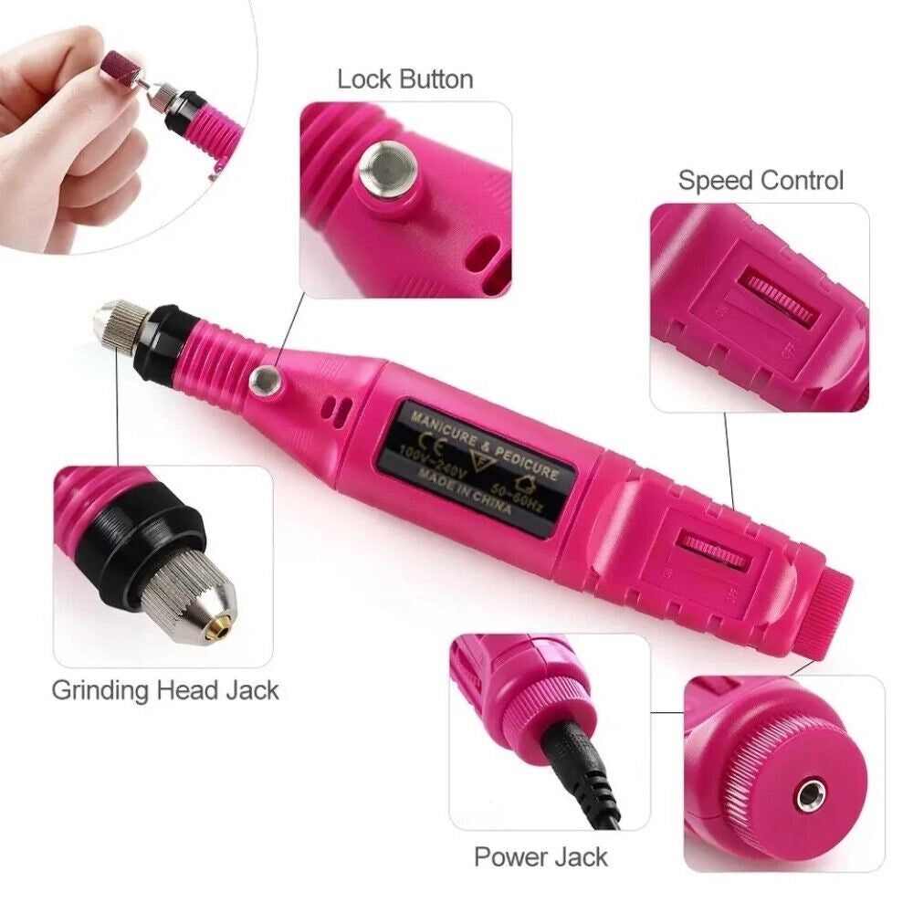 FRESA PER UNGHIE MANICURE RICOSTRUZIONE NAIL ART GEL VELOCITA REGOLABILE 3000RPM