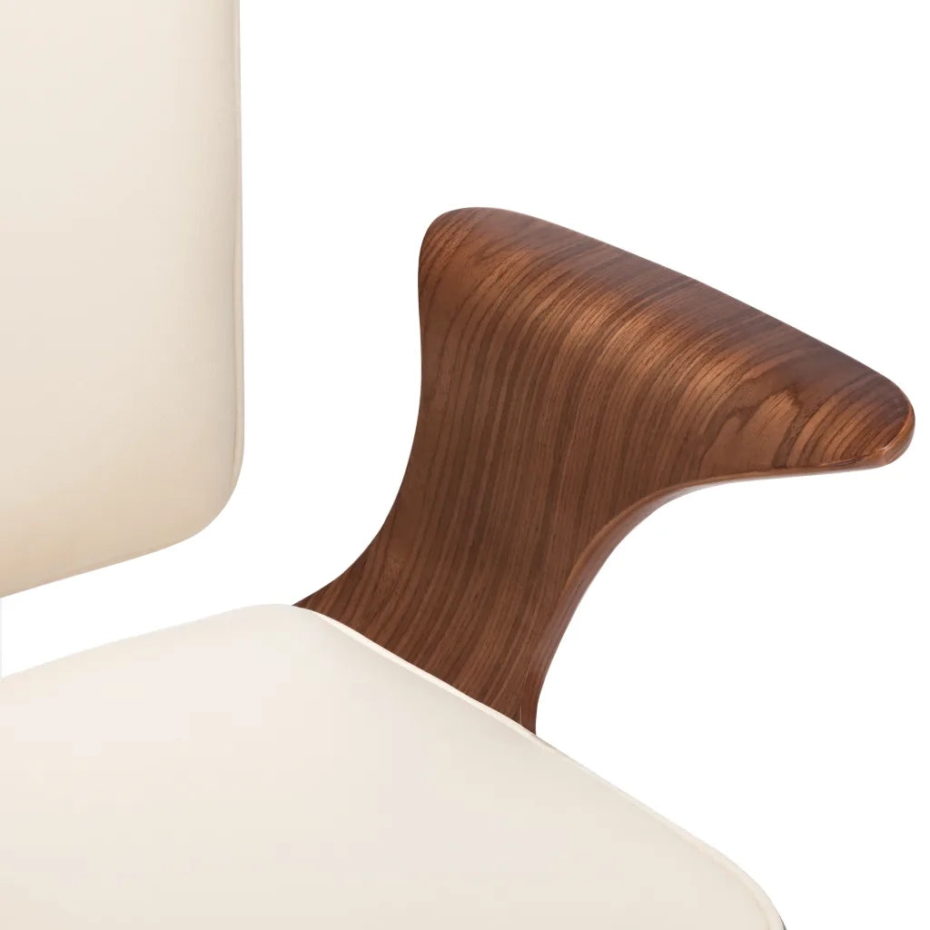 Sedia da Ufficio Girevole in Similpelle e Legno Curvato 283134