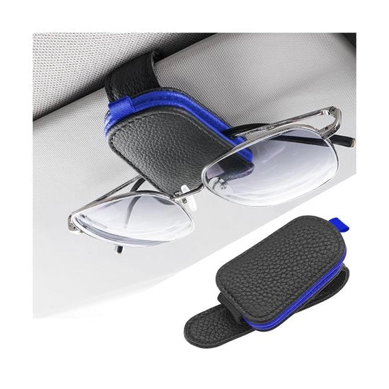 Supporto occhiali solari universale - 2 pezzi - Magnetico - PU - Nero/blu - Autoocchialiera - Universale