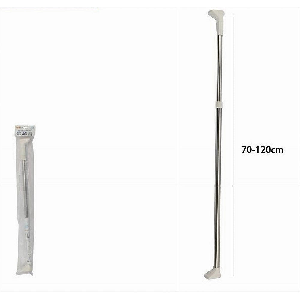 Trade Shop - Bastone Asta Tenda Doccia Barra Telescopico 70-120cm Alluminio Piedini Bianchi 59796 -