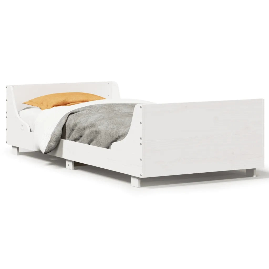 Giroletto senza Materasso Bianco 100x200 cm Legno Massello Pino