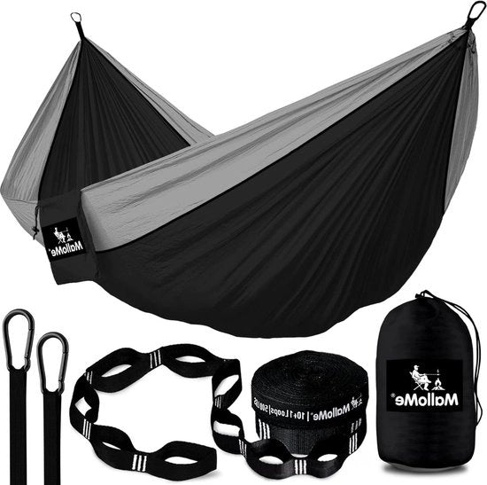 Hangmat da campeggio ultraleggera - 285 x 140 cm - per 1 persona - impermeabile nylon a paracadute - inclusa cinghia di fissaggio