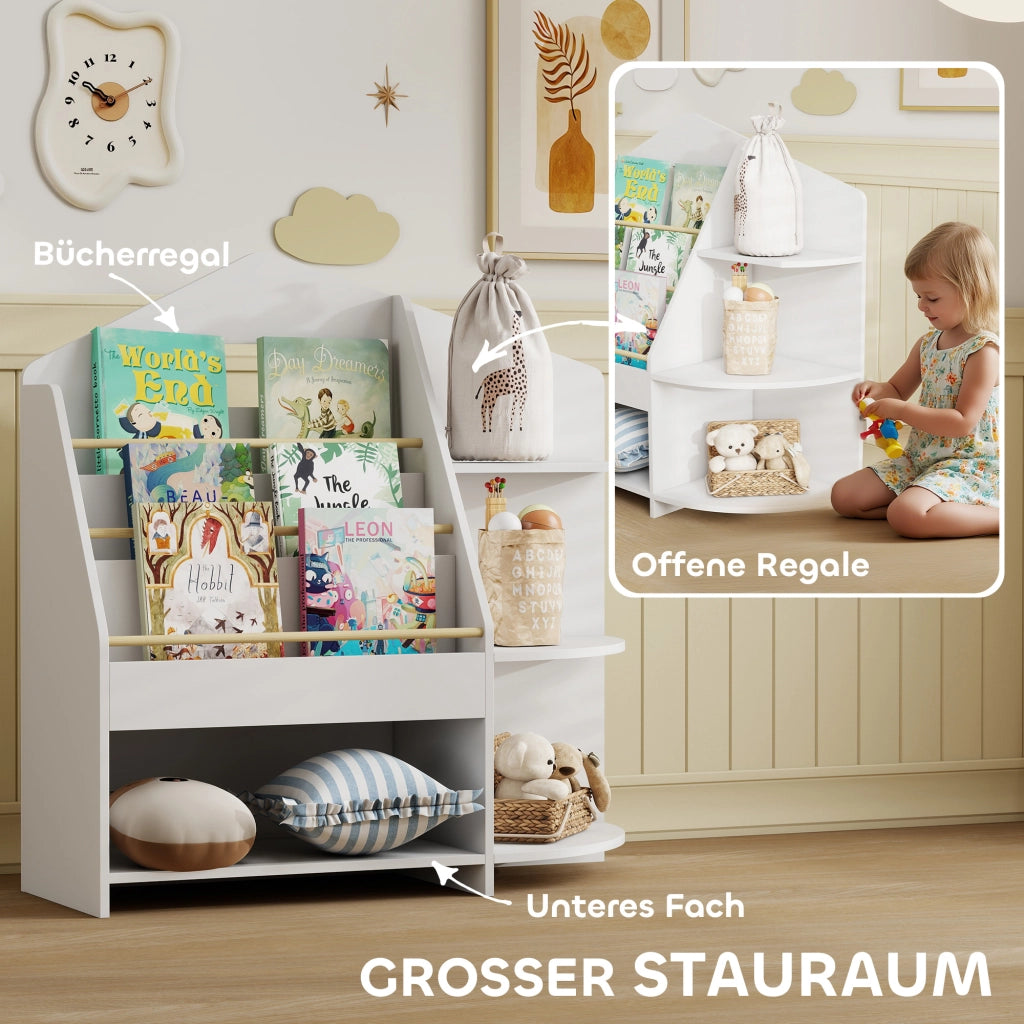 Libreria bambini 7 ripiani ¨C Xylo ¨C legno bianco, bordi arrotondati, portata 40 kg