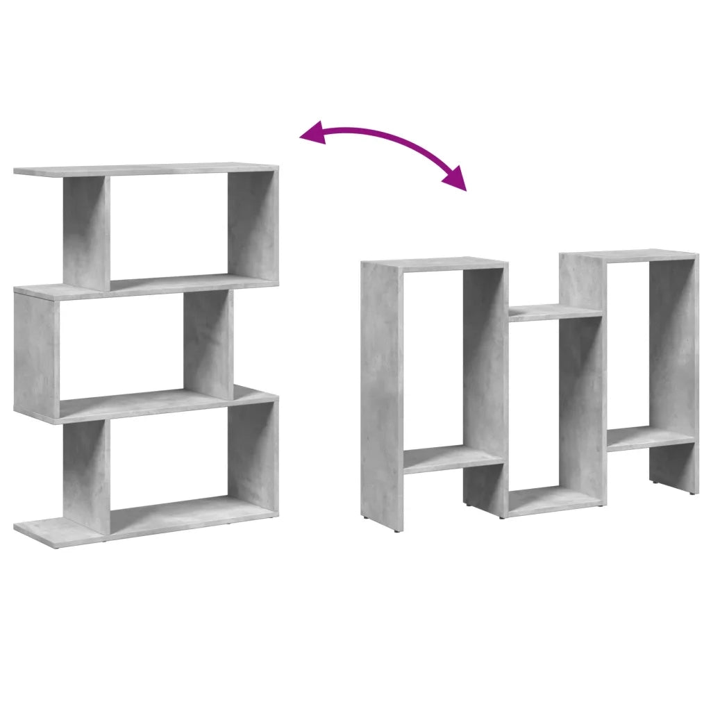 Libreria Divisorio 3Piani Grigio Cemento 70x24x97 cm Truciolato 858114