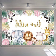 Decorazione per festa di compleanno safari con animali della giungla - Sfondo fotografico per poster di compleanno - 15m