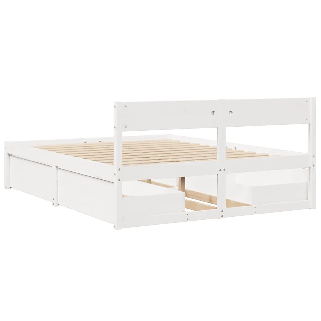 Letto senza Materasso-Struttura Letto Bianco 160x200 cm Legno Massello di Pino 166615