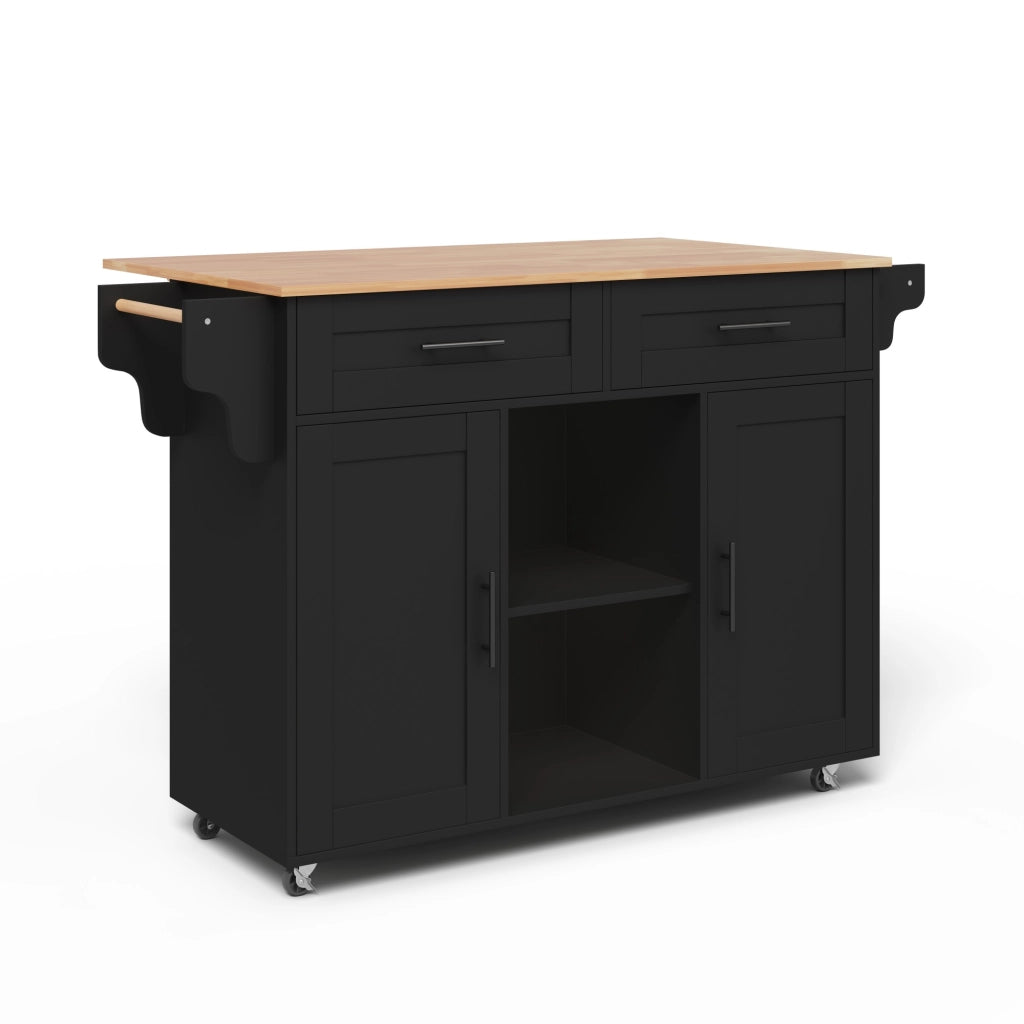 Isola Cucina Multifunzionale con Piano Pieghevole ¨C MINIMAL ¨C 145x45x94,5 cm, Ripiani, Rotelle