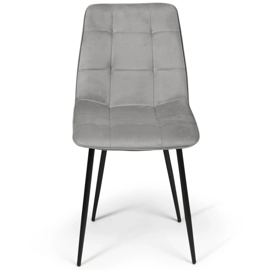 IDMarket - Lote de 4 sillas de comedor MILA de terciopelo gris claro