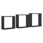 Set di 3 Mensole da Muro Modello INCUBO SLIM, Cubi Arredo, Mensole Cubo, Cubi da Parete. Misure 30x30x10cm 27x27x10cm e 24x24x10 cm. Finitura NERO - MADE IN ITALY