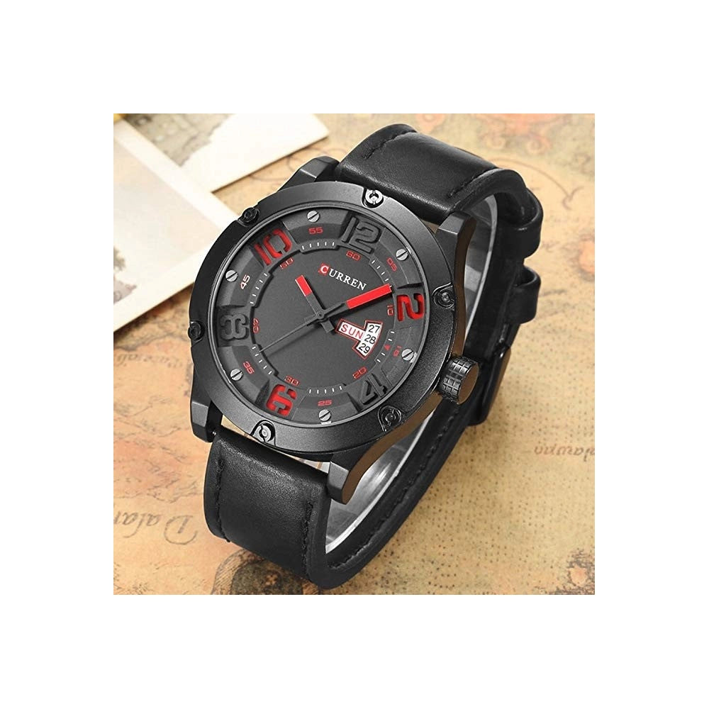 Trade Shop - Orologi Da Uomo Marca Di Qualita' In Vera Pelle Band Curren Quarzo Black8251 -