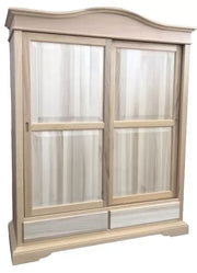 Armadio 2 ante scorrevoli 2 cassetti legno grezzo 180x67x225 - Mobili 2G