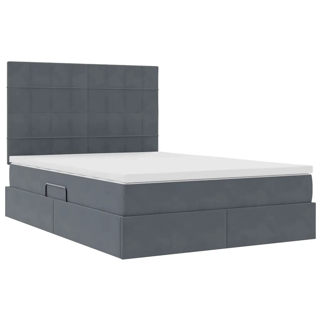 Letto con contenitore e materasso Grigio scuro 140 x 190 cm