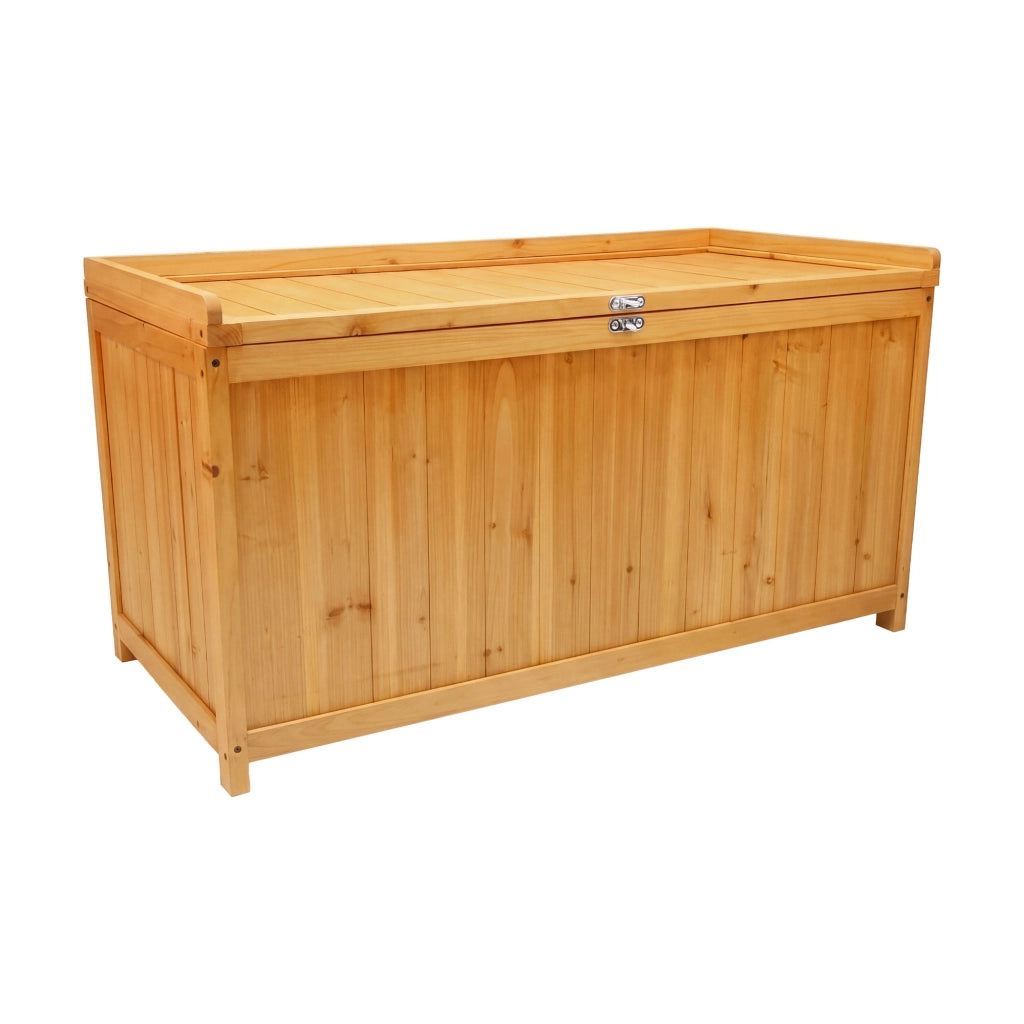 Cubo - Baule Contenitore da Esterno 113x60x53 cm in Legno di Abete con Chiusura a Lucchetto