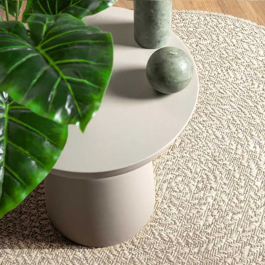 Tappeto ZIZUR Crema Ø 120cm Aspetto Iuta per Interni ed Esterni 4010385
