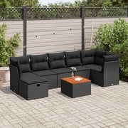 Set Divani da Giardino con Cuscini 8 pz Nero in Polyrattancod mxl 114796