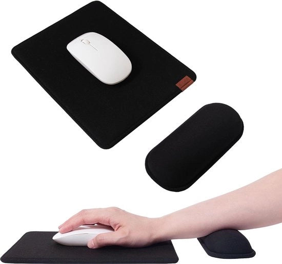 Tastiera con supporto per mano | 24x18 cm tastiera ergonomico con supporto per polso | Tastiera con cuscino morbido per ufficio/casa/ufficio mobile | compatibile con tutte le tastiere - nero