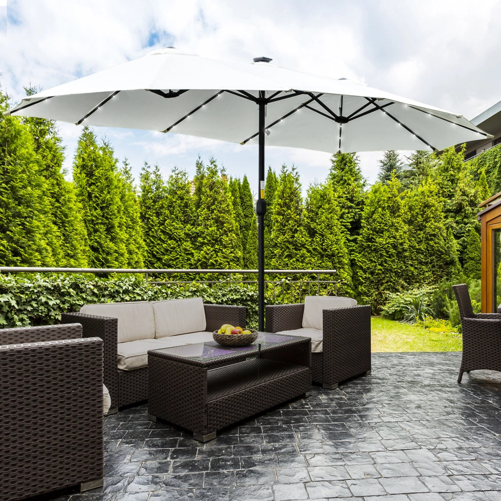 Tenda da sole 4,5x2,65 m con 48 luci LED ¨C zephmum ¨C crema