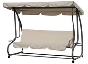 Dondolo Sofà Letto da Giardino 3 Posti in Acciaio Bauer Beige