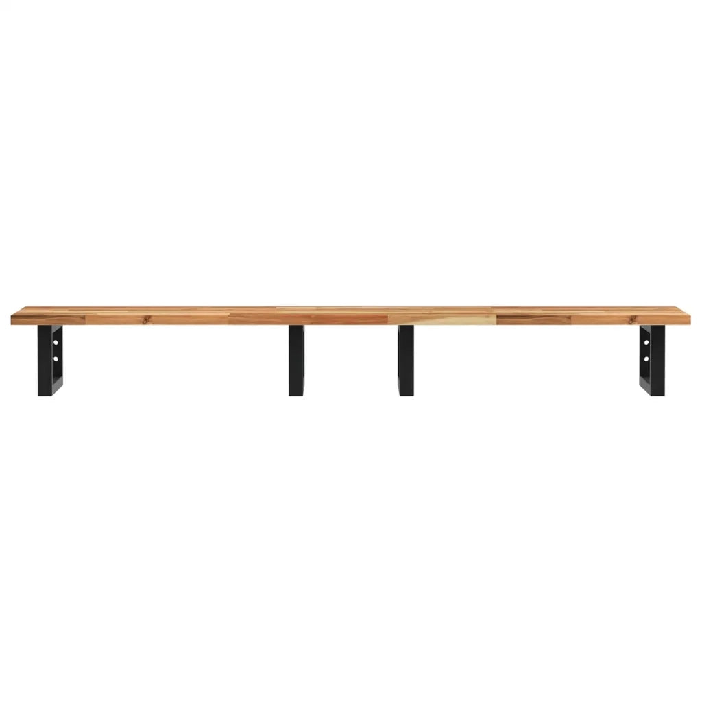Ripiano a Parete per Lavabo in Acciaio e Massello di Acacia 3302725