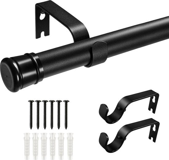 Gancio estensibile per tenda 160 cm - supporti per tenda doccia, armadi, cucina, bagno, finestre, porte, balconi in nero