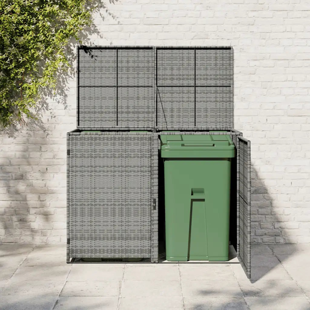 Copribidone Rifiuti Doppio in Polyrattan Antracite 148x77x111cm   cod mxl 65885