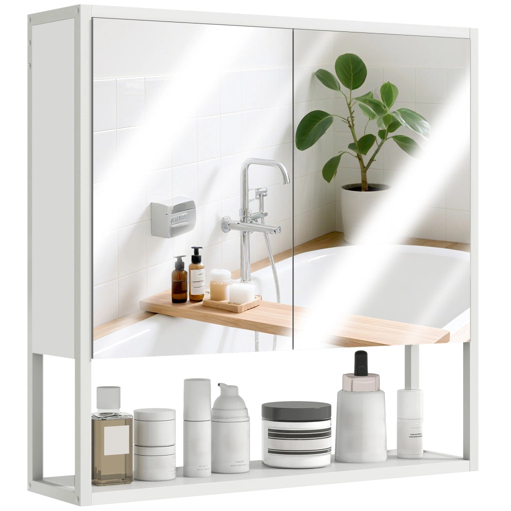 Armadio da bagno con specchio ¨C zephmum ¨C bianco 60x16x60 cm