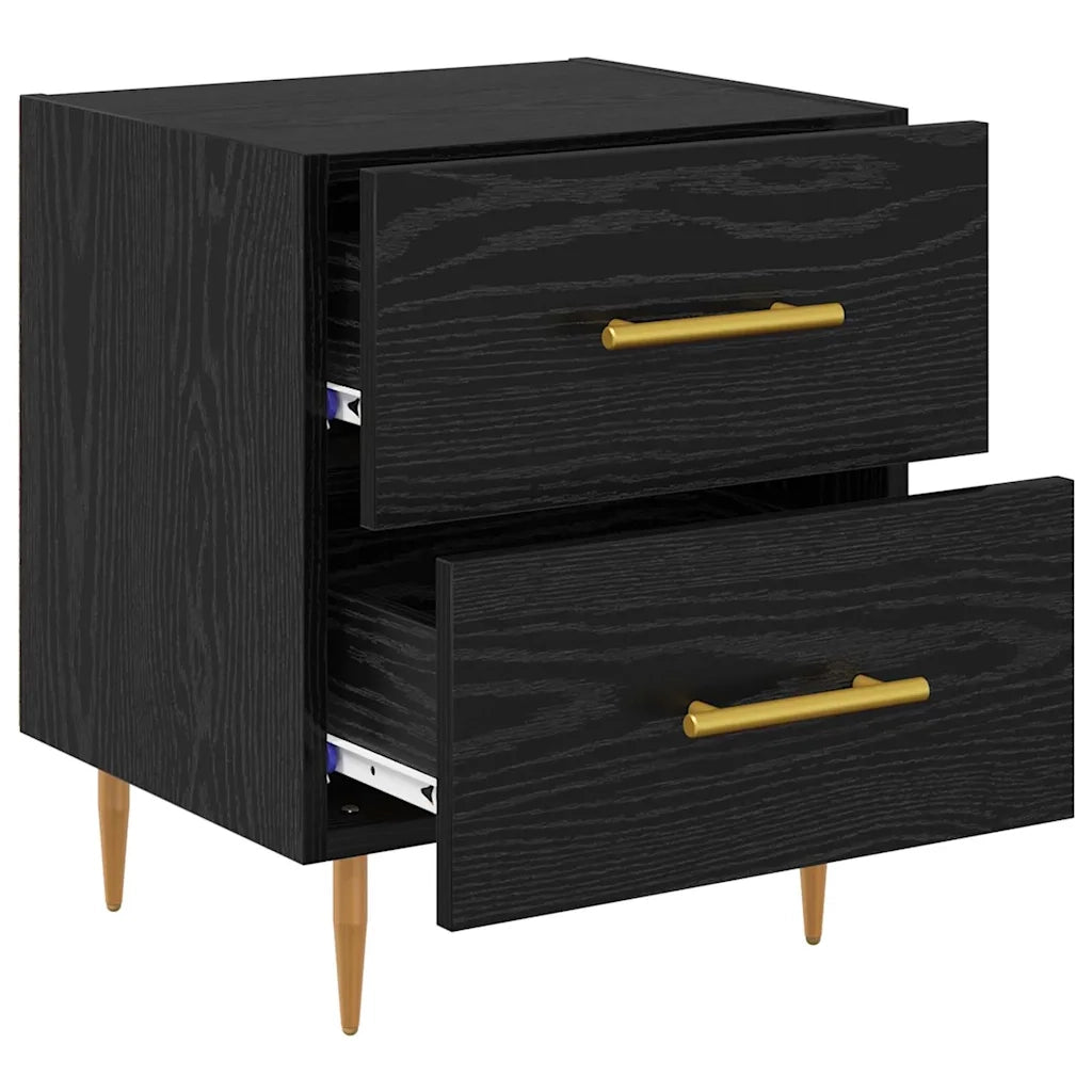Set di 2 Comodini | Armadio da Notte | Mobiletto da notte Rovere Nero 40 x 35 x 47,5 cm