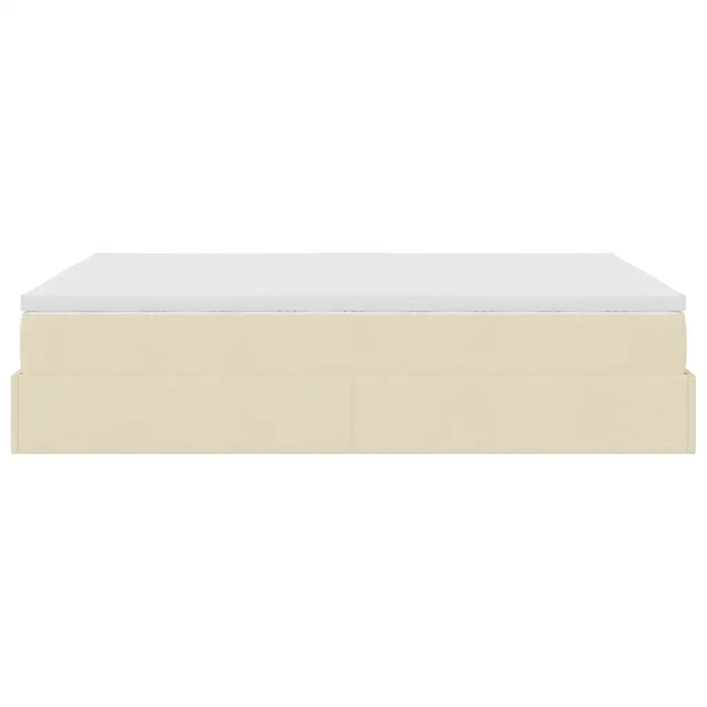 vidaXL Struttura Letto Pouf con Materasso Crema 140x200 cm in Tessuto