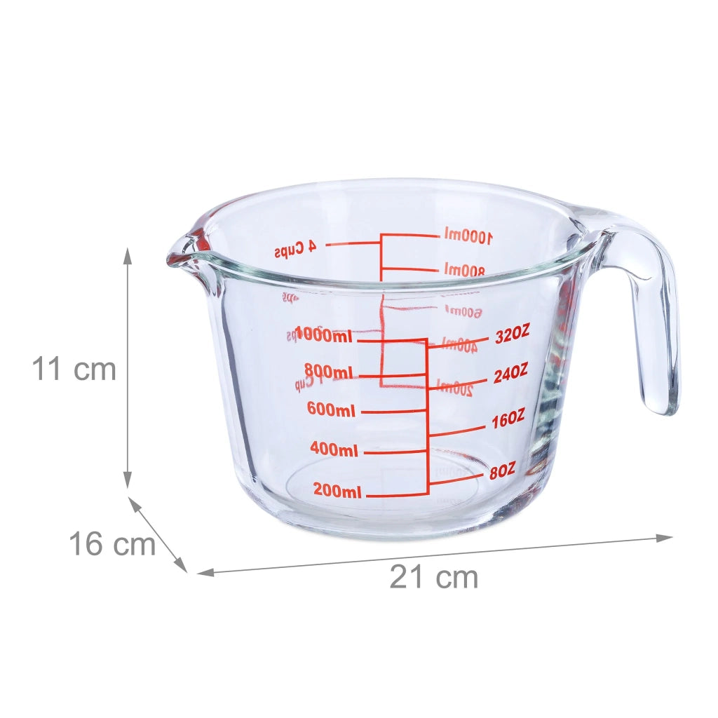 Brocca misuratrice in vetro borosilicato da 1 litro pratica per pasticceria cottura forno microonde in vetro trasparente 13_0011607