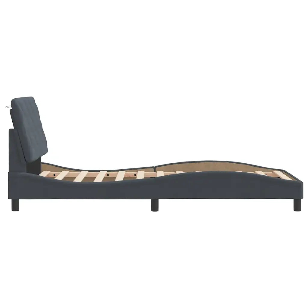 Giroletto senza Materasso Grigio Scuro 90x190 cm Velluto