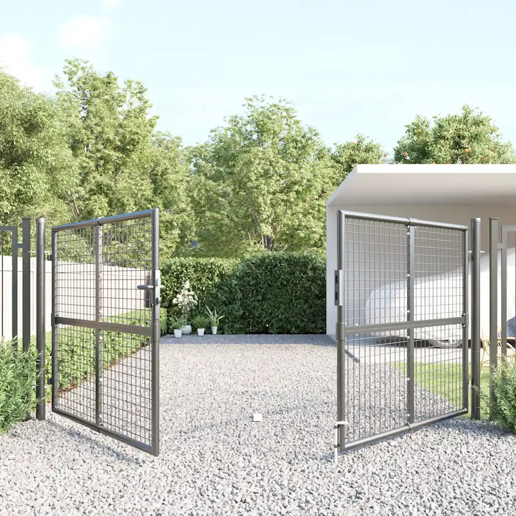Cancello da Giardino in Rete Antracite 300x125 cm in Acciaio Zincato 154530