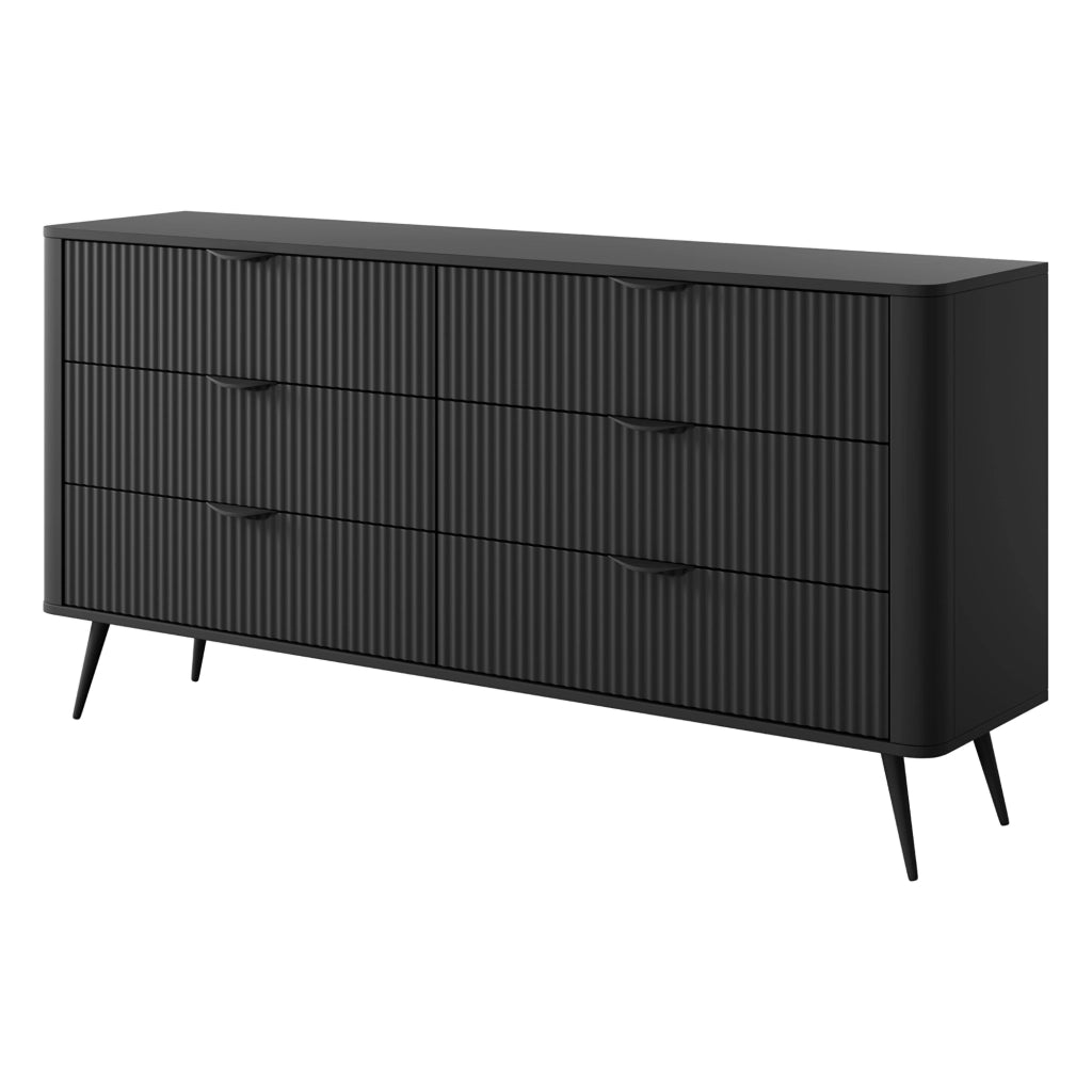 Madia Hali, Credenza 6 Cassetti, 163x38x81h cm Nero