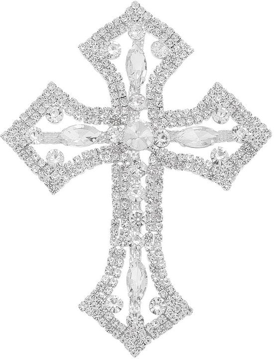 Decorazione con applicazioni a forma di croce con strass argentati - Accessori per cucire e adesivi - Progetti di DIY artigianali - Accessori creativi - Abbigliamento, borse e scarpe - Ispirazione per la creatività