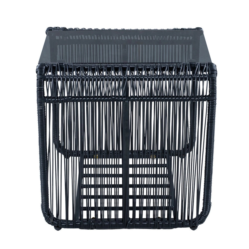 Set Giardino 5 Pezzi con Tavolo, 2 Sedie e 2 Sgabelli in Polyrattan ¨C Xylo ¨C con Cuscini e Piano in Vetro