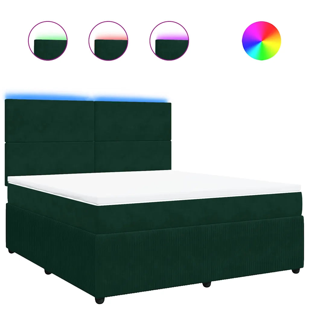 Giroletto a Molle con Materasso Verde Scuro 180x200 cm Velluto 3294703