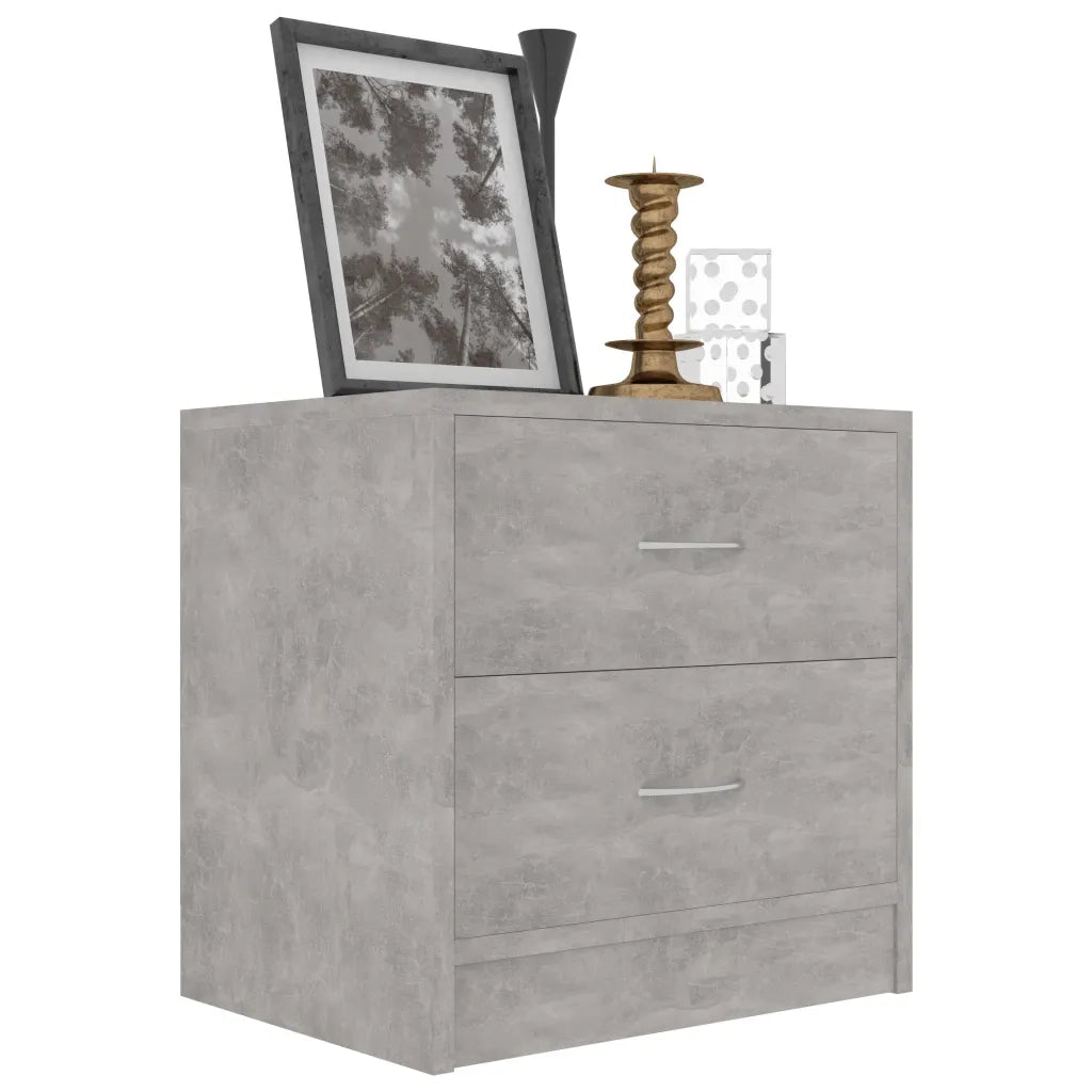 Comodini 2 pz Grigio Cemento 40x30x40 cm in Legno Multistrato 801044