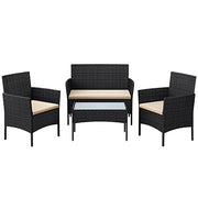 Set di mobili da giardino per esterni superficie in PE intrecciato tavolo e sedie per patio giardino balcone nero e tortora 12_0001694