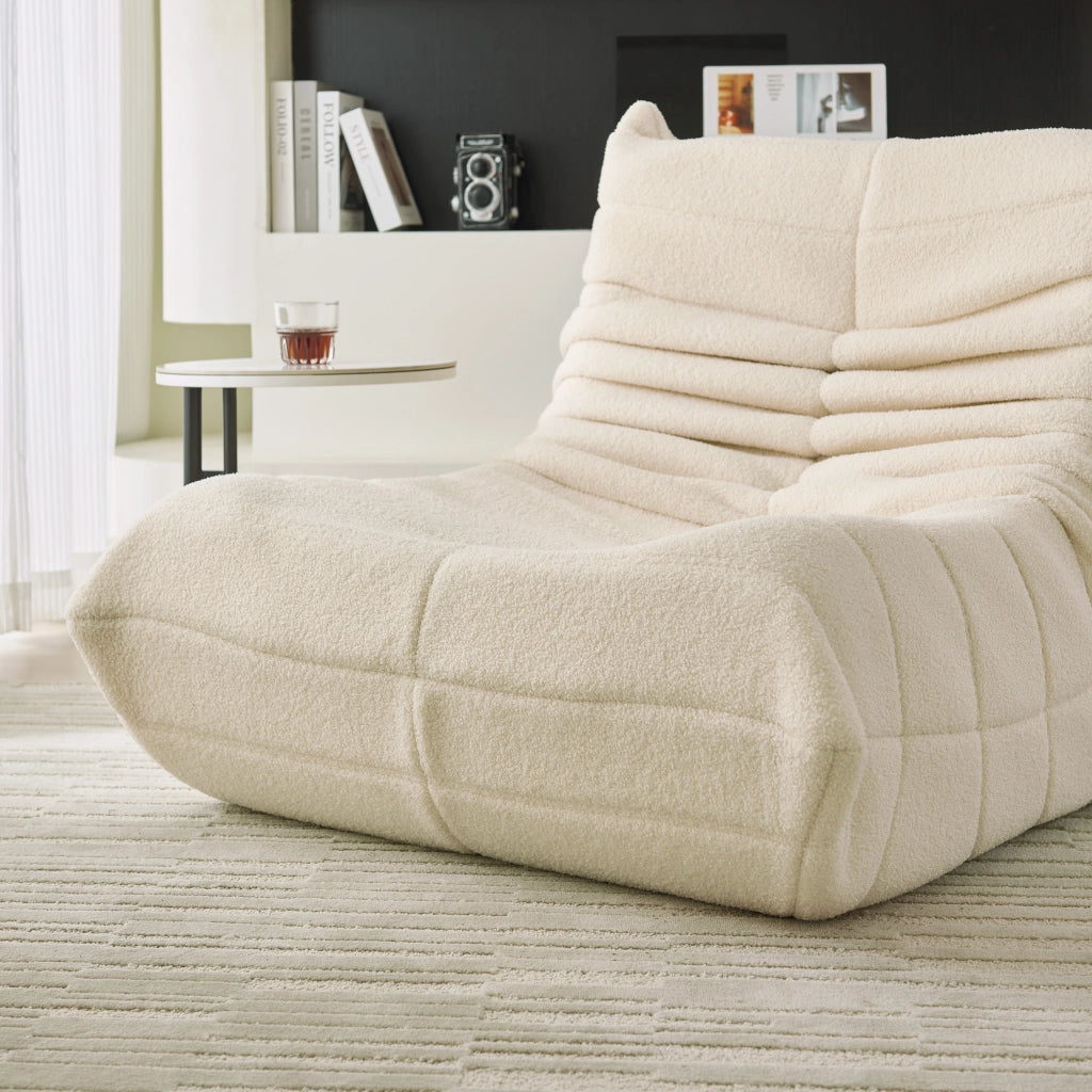 POLTRONA Relax 110 x 85 x 79 cm in Poliestere e Schiuma Beige