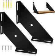 Console per pannelli di parete in metallo robusto, nero, 2 pezzi, 15 cm, con materiale di fissaggio